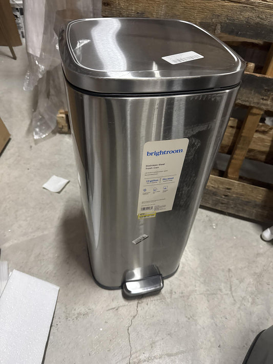 30L Soft Square Step Trash Can Silver - Brightroom