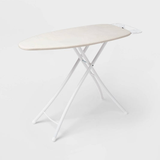 Wide Ironing Board White Metal with Creamy Chai Cover and Iron Rest - Brightroom