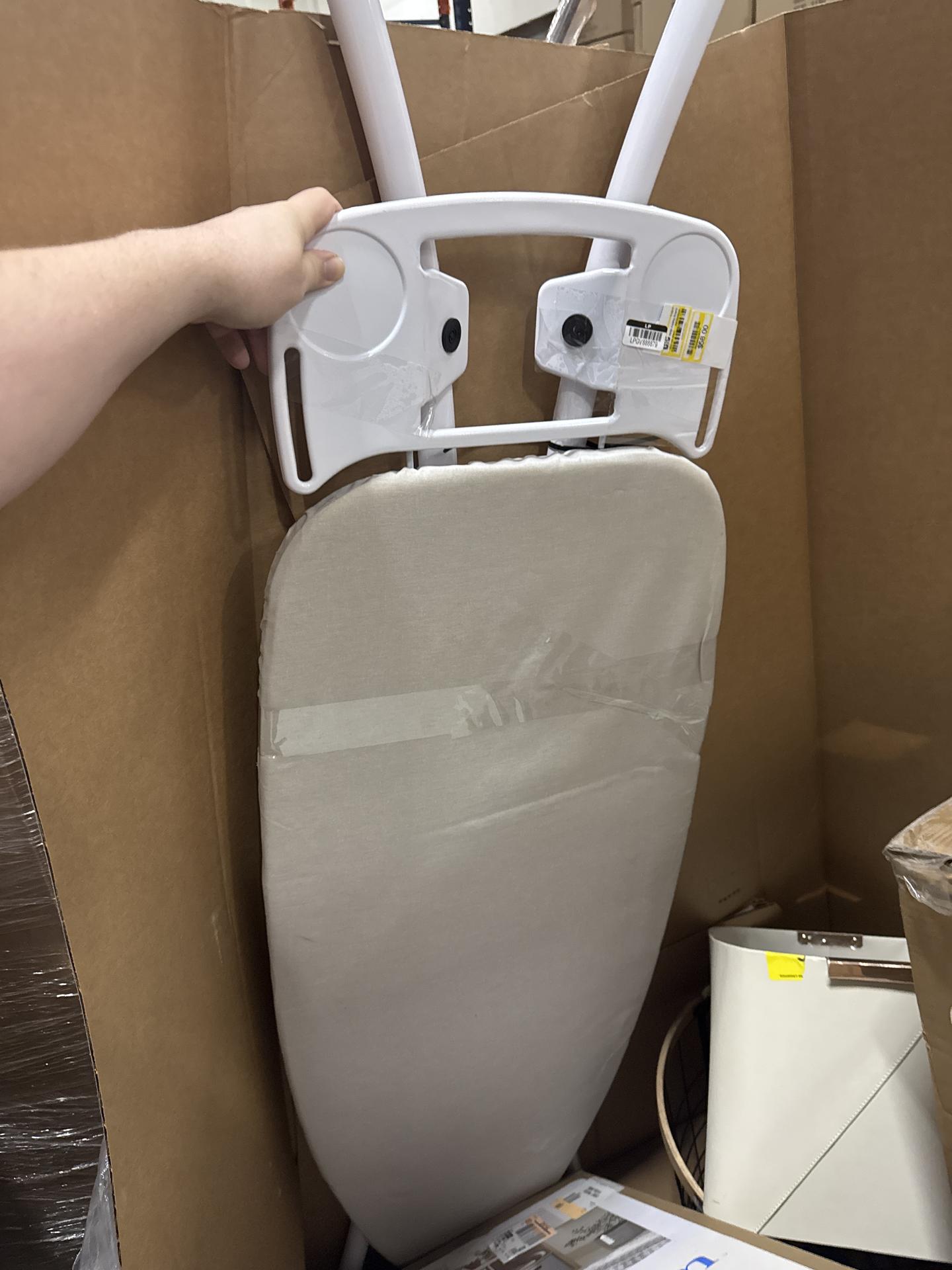 Wide Ironing Board White Metal with Creamy Chai Cover and Iron Rest - Brightroom
