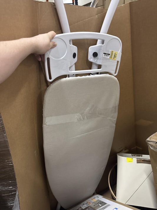Wide Ironing Board White Metal with Creamy Chai Cover and Iron Rest - Brightroom