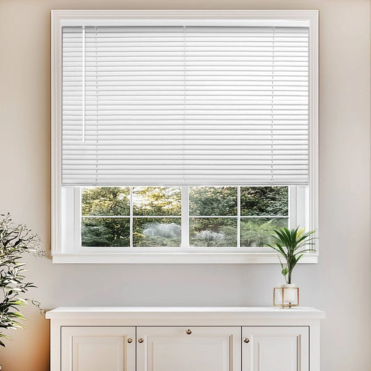 34"x60" Chicology Light Filtering Vinyl Mini Blind White