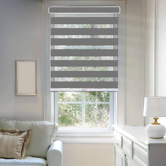 42"x72" Chicology Light Filtering Zebra Shade Gray