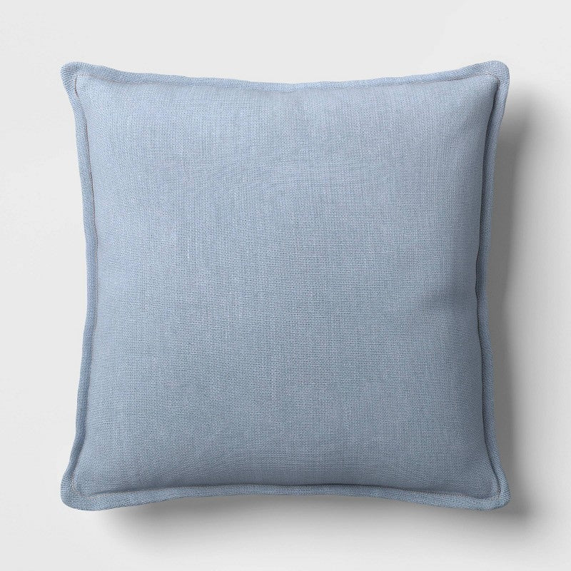 Square Linen Throw Pillow with Flange Light Blue - Threshold