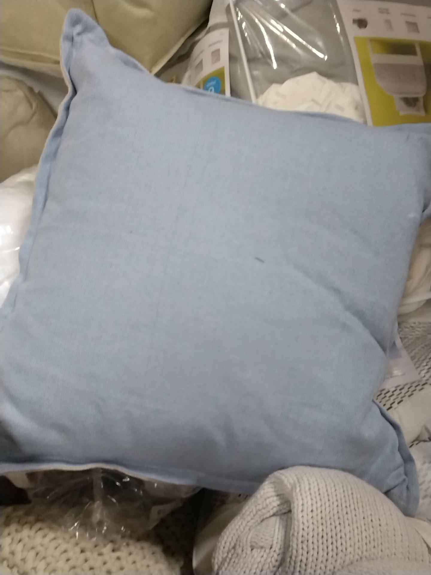 Square Linen Throw Pillow with Flange Light Blue - Threshold