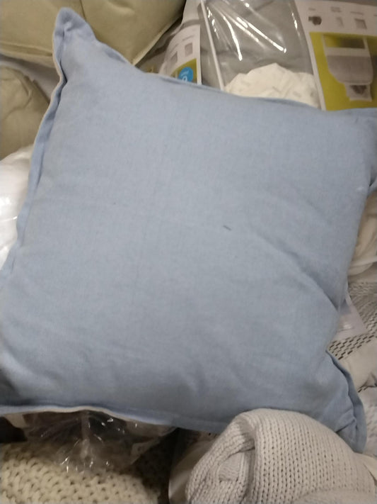 Square Linen Throw Pillow with Flange Light Blue - Threshold