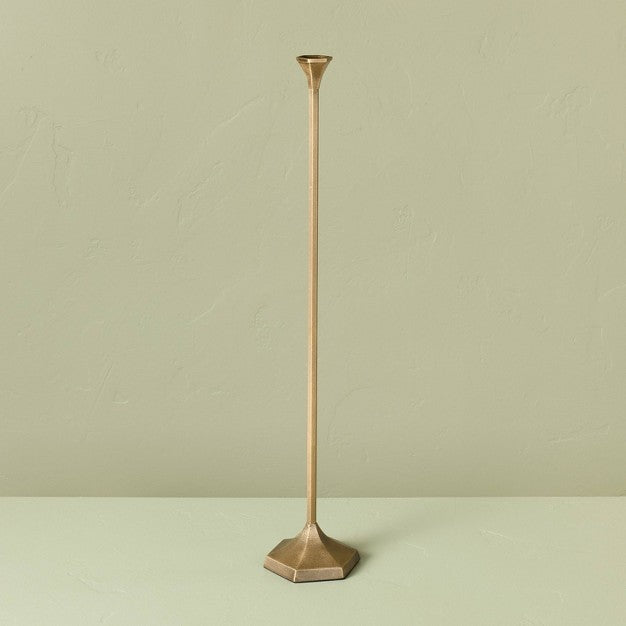 30"x5.8" Oversized Floor Taper Candlestick Brass - Hearth & Hand with Magnolia