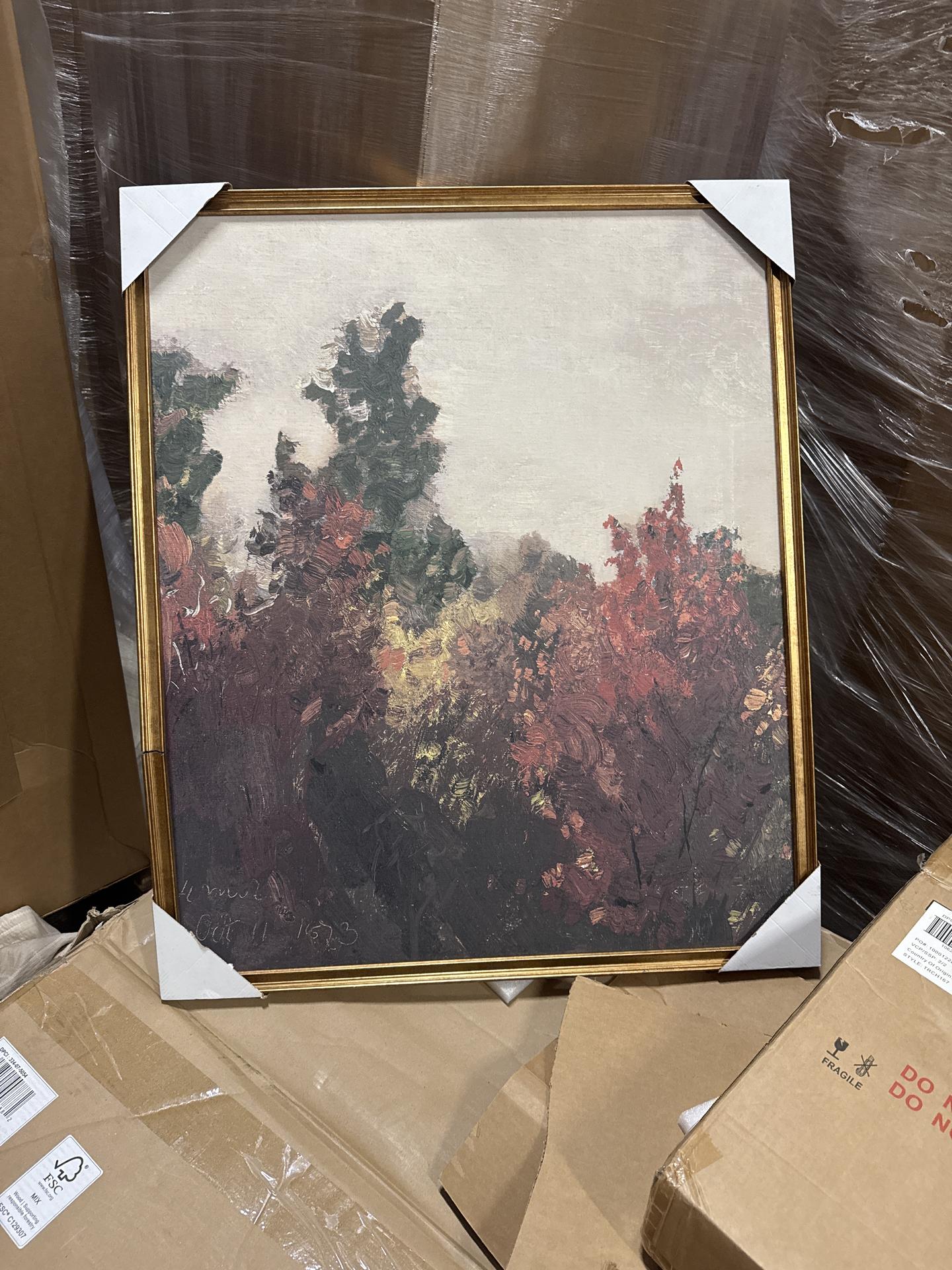 36"x30" Vertical Fall Tree Framed Wall Art - Hearth & Hand with Magnolia