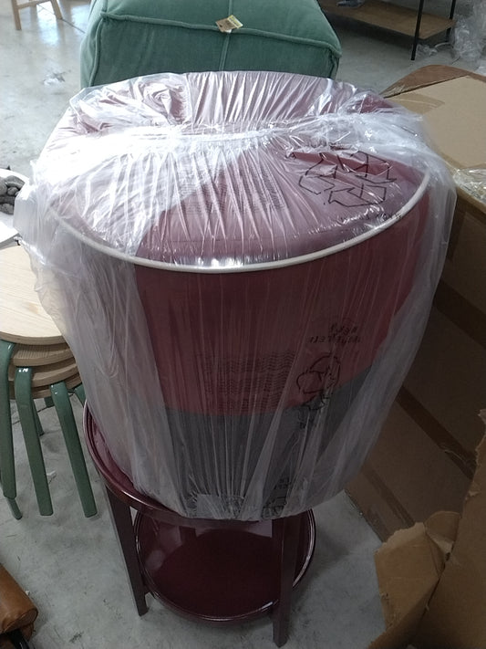 Contrast Welt Drum Ottoman in Velvet Berry Pearl Welt - Threshold