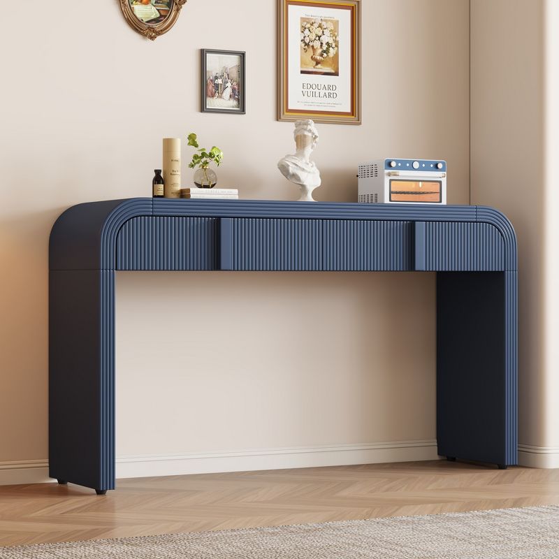 55“w Console Table, Entryway Table, Foyer Table, Accent Table With 2 Drawers And Adjustable Foot Pads, Rounded Silhouettes, Navy Blue-modernluxe : Target
