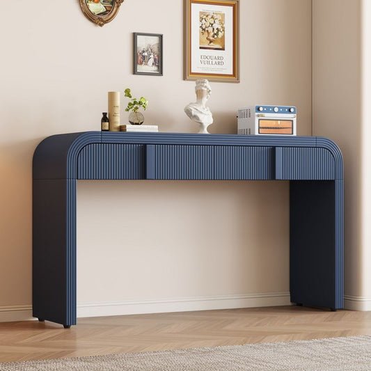 55“w Console Table, Entryway Table, Foyer Table, Accent Table With 2 Drawers And Adjustable Foot Pads, Rounded Silhouettes, Navy Blue-modernluxe : Target