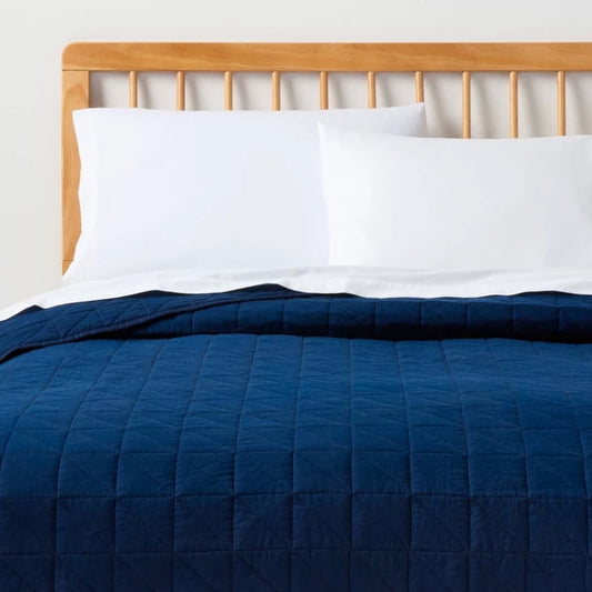 Twin/Twin Extra Long Microfiber Quilt Navy - Room Essentials