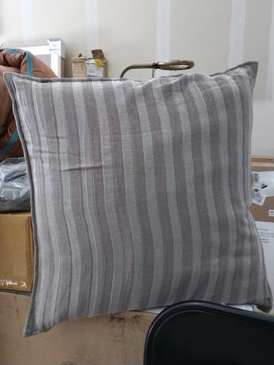 Tonal Stripe Euro Throw Pillow Brown - Hearth & Hand with Magnolia