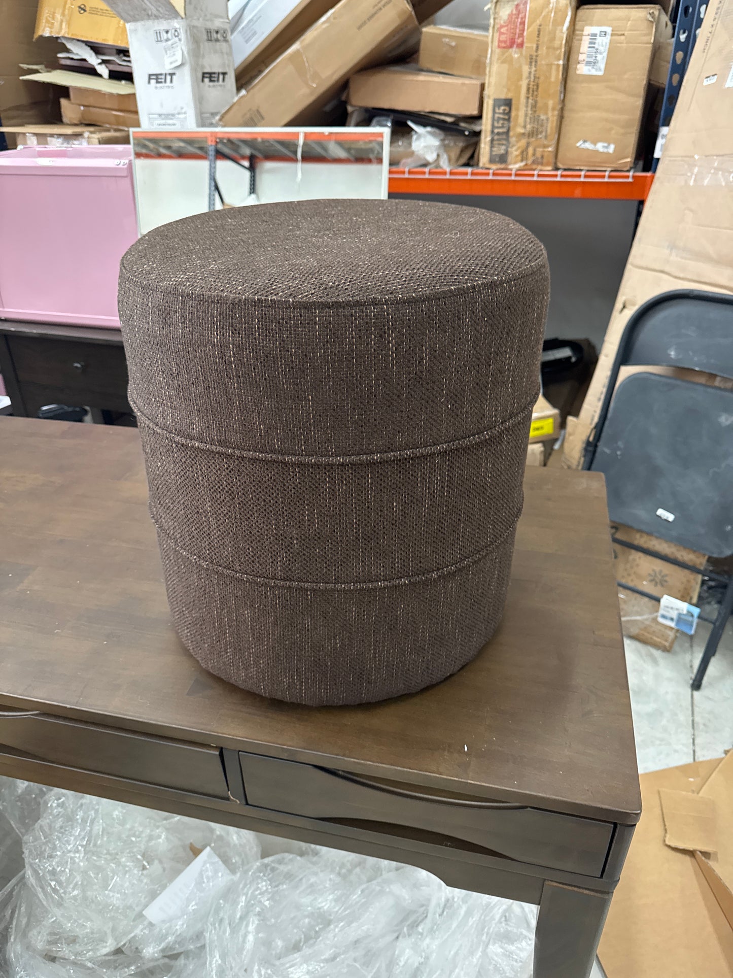 Catalina Round Ottoman Brown - Threshold designed with Studio McGee