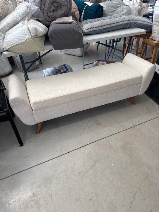 HomePop Modern Storage Bench with Wood Legs Cream