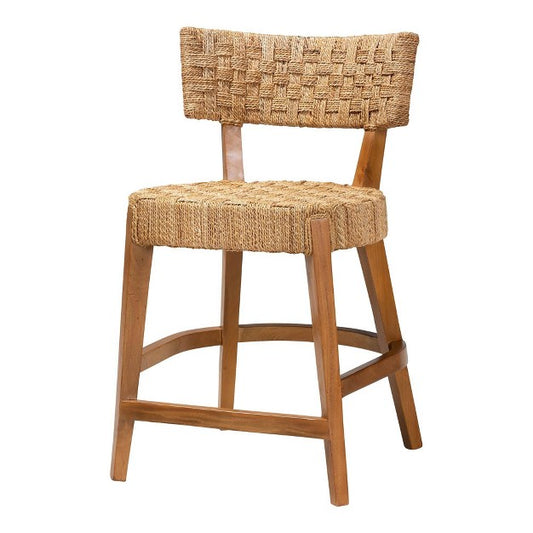 bali & pari Sabit Seagrass and Mahogany Wood Counter Stool Natural/Natural Brown