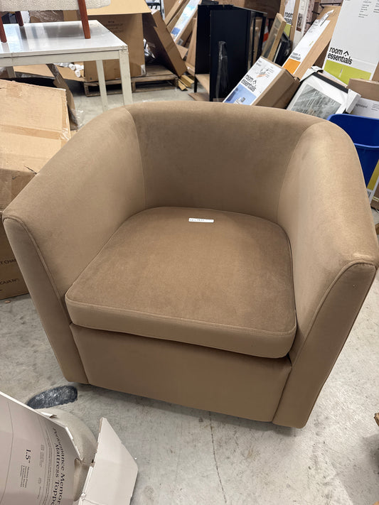 Vernon Upholstered Barrel Swivel Accent Chair Light Brown Velvet - Threshold designed with Studio McGee: Polyester, Plywood Frame