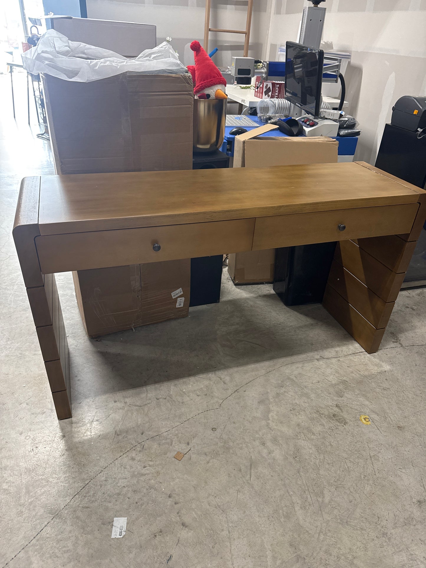 Whisen Wooden Entryway Table with 2 Drawers, Farmhouse Rustic Console Table with Storage - Natural