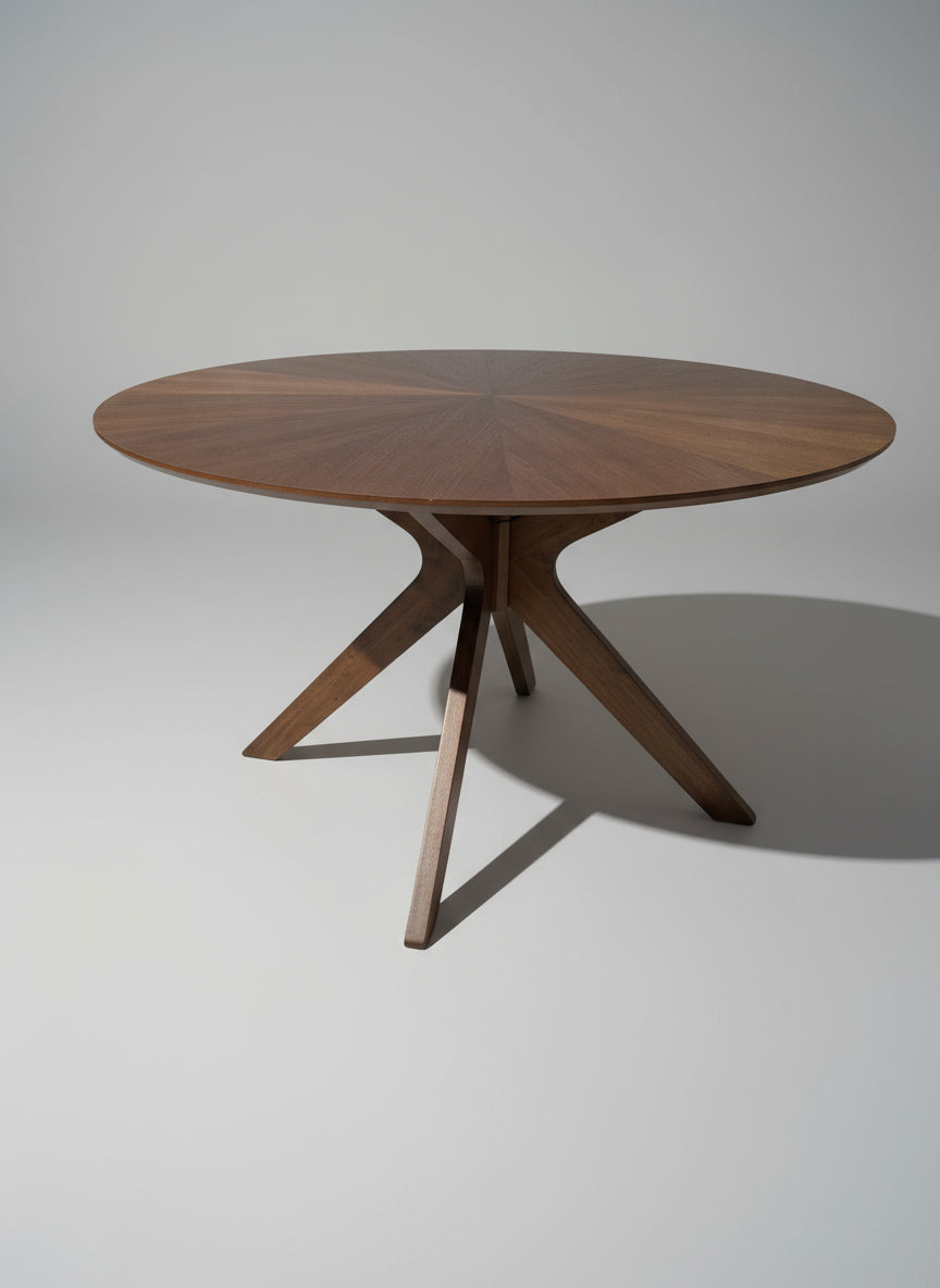 Modway 47" Crossroads Round Wood Dining Table Walnut: Mid-Century Modern, Seats 6, MDF Build