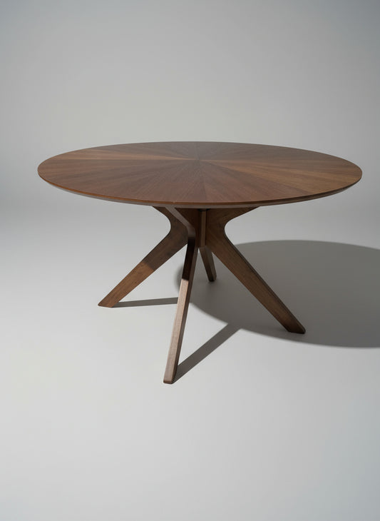 Modway 47" Crossroads Round Wood Dining Table Walnut: Mid-Century Modern, Seats 6, MDF Build