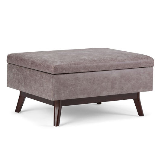 Wyndenhall 34" Ethan Coffee Table Storage Ottoman And Benches Distressed Gray/taupe : Faux Leather, Rubberwood Legs, Foam Fill : Target