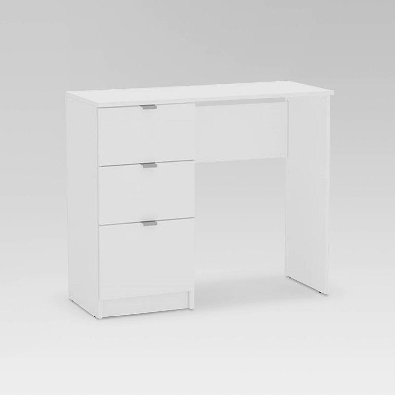 Polifurniture Cambridge 3 Drawer Writing Desk White: Modern Style, Particle Board Frame, Melamine Surface : Target