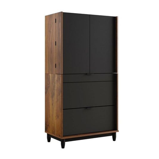 Harvey Park Computer Cabinet Grand Walnut - Sauder: Swing-out Doors, Cork Board, File Drawer : Target