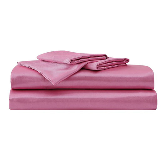 Full Solid Satin Sheet Set Pink - Betseyville