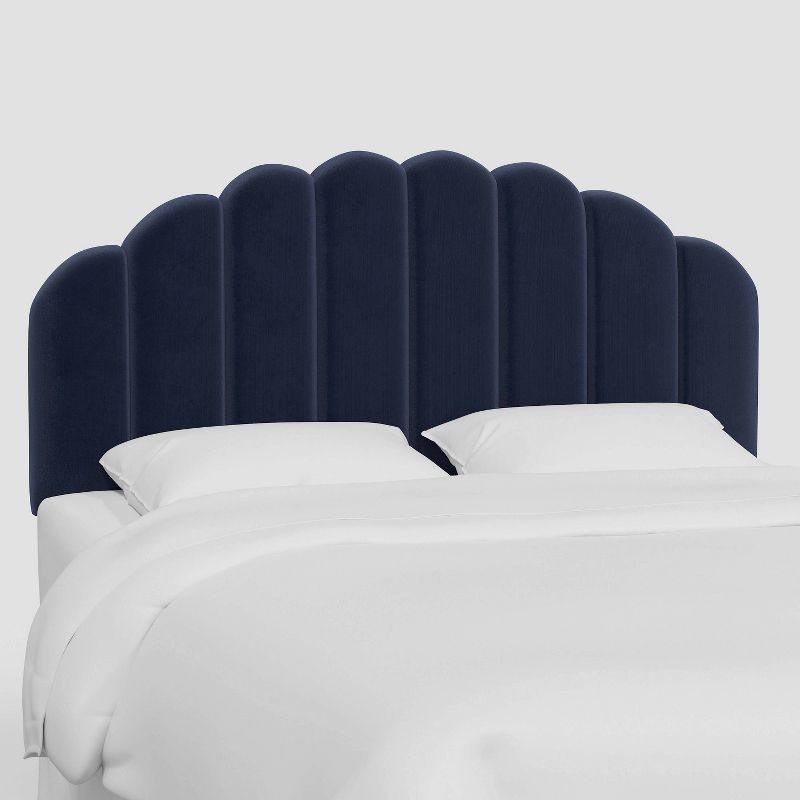Queen Emma Headboard in Luxe Velvet Titan Ocean - Threshold: Solid Pine, Vintage Design, Cushioned