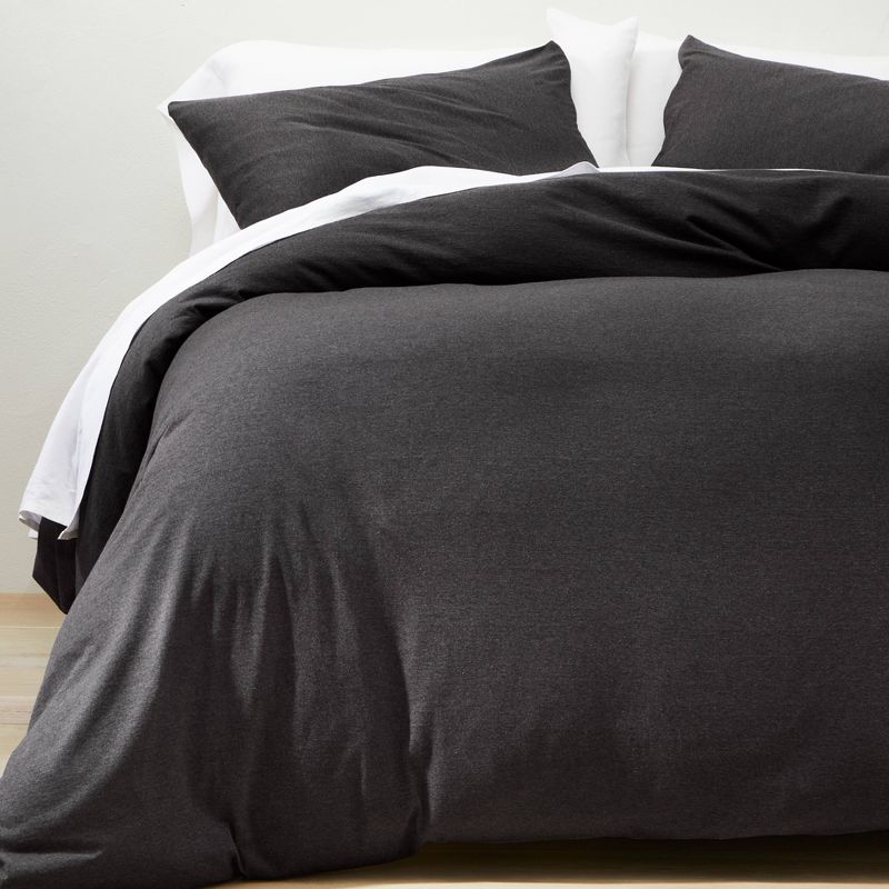 King Jersey Duvet Cover & Sham Set Washed Black - Casaluna™: Cotton & Lyocell, Inner Ties, Oeko-tex Certified : Target