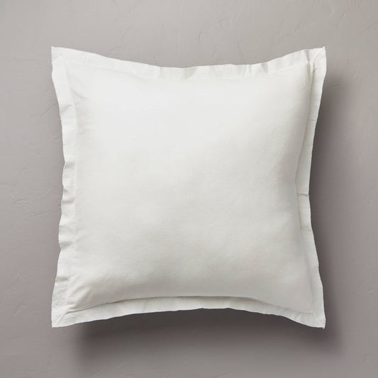 26"x26" Linen Blend Euro Bed Pillow Cream - Hearth & Hand™ With Magnolia: Indoor Square Pillow, Removable Cover, Oeko-tex Certified : Target