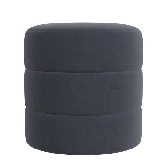 Homepop Round Upholstered Ottoman Blue Velvet: No Assembly Required, Mdf & Plywood Frame, Spot Clean : Target