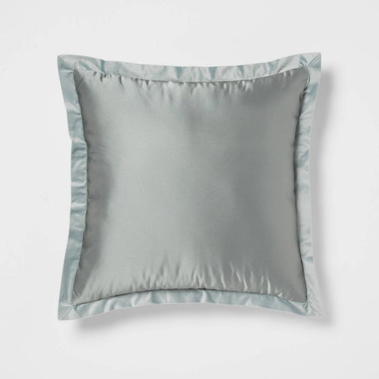 24"x24" Luxe Euro Sateen With Velvet Trim Decorative Pillow Light Teal Green - Threshold™ : Target