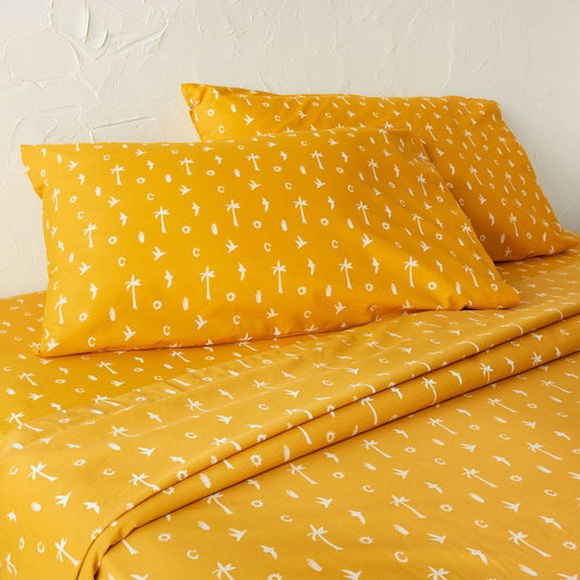 Twin/twin Extra Long Separate Fitted Sheets Icon Yellow - Opalhouse Designed With Jungalow™: 220 Thread Count, 100% Cotton Percale : Target