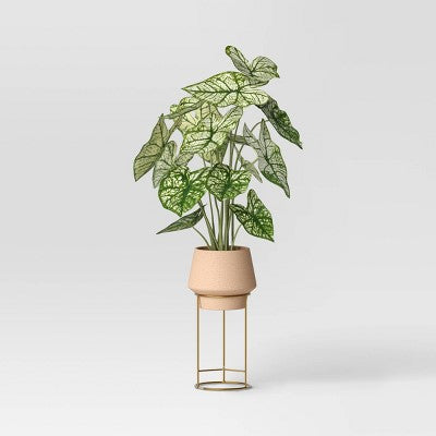 Artificial Marble Leaf in Gold Planter - Threshold: Polyester Faux Plant, Ceramic Pot, Indoor Decor