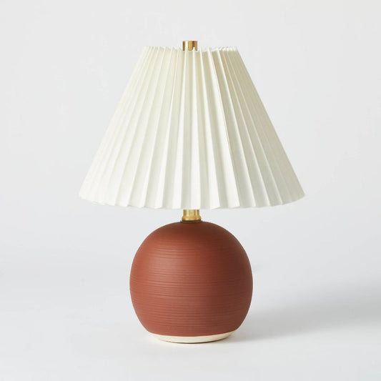 Oval Table Lamp With Pleated Shade (includes Led Light Bulb) Red - Threshold™ Designed With Studio Mcgee: Ceramic Base, Empire Shade, Etl Listed : Target