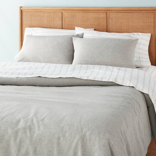 3pc King Linen Blend Comforter Set Jet Gray - Hearth & Hand™ With Magnolia : Target