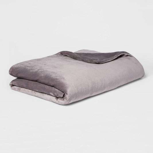 55"x80" 15lbs Micro Plush Weighted Blanket With Removable Cover Gray - Threshold™: Glass Beads, Piping Trim, Oeko-tex Certified : Target