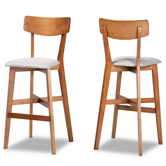 2pc Cameron Wood Counter Height Barstools: Upholstered, Oval Back - Baxton Studio : Target