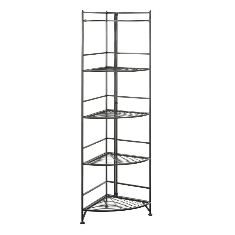 57.5" 5 Tier Folding Metal Corner Shelf Black - Breighton Home: No Assembly, Space-saving Design : Target