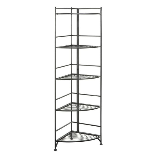 57.5" 5 Tier Folding Metal Corner Shelf Black - Breighton Home: No Assembly, Space-saving Design : Target
