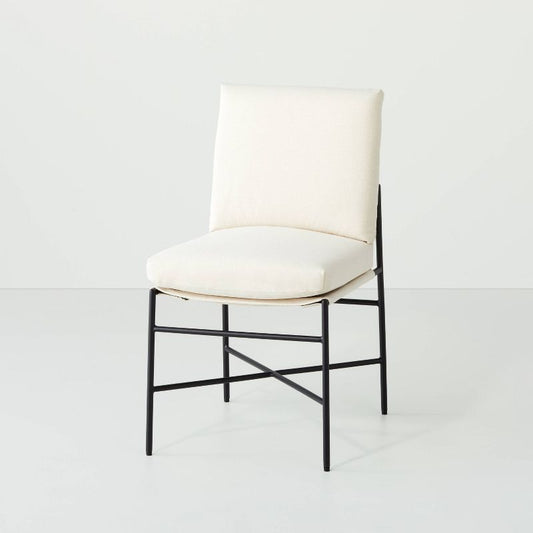 Fabric & Metal Armless Dining Chair - Cream/black - Hearth & Hand™ With Magnolia : Target