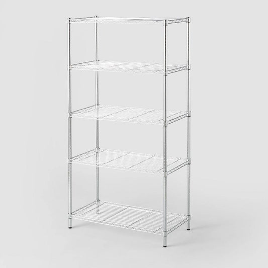 5 Tier WireShelving Chrome - Brightroom: Adjustable, Heavy-Duty Steel Storage, Chrome-Plated Finish, 350lb Capacity