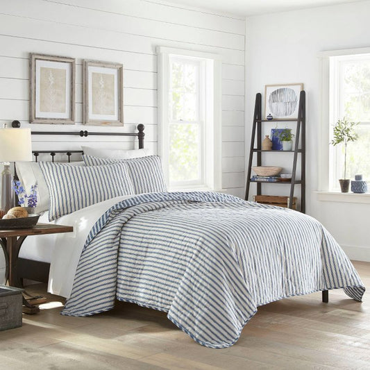 King Willow Way Ticking Stripe Quilt & Sham Set Navy - Stone Cottage: Cotton Material, Machine Washable, Midweight : Target