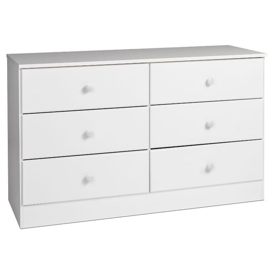 6 Drawers Astrid Dresser White - Prepac: Contemporary Style, Solid Wood Knobs, 47.25" Wide : Target