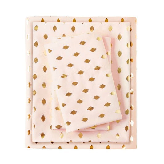 Full Metallic Dot Printed Sheet Set Blush/Gold