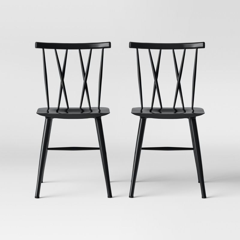 Set Of 2 Becket Metal X Back Dining Chair Black - Threshold™: Sturdy Steel Frame, Modern Style : Target