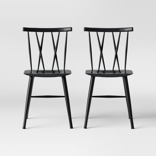 Set Of 2 Becket Metal X Back Dining Chair Black - Threshold™: Sturdy Steel Frame, Modern Style : Target