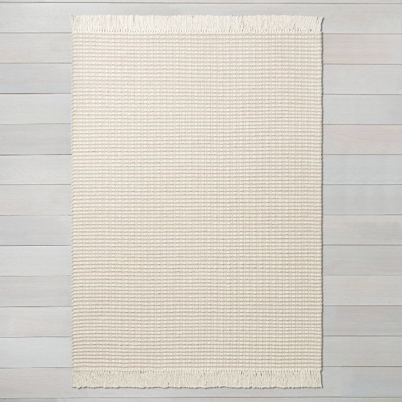 5'x7' Textured Stripe Area Rug Best Beige - Hearth & Hand™ With Magnolia: Handmade, Woven, Cotton Backing : Target
