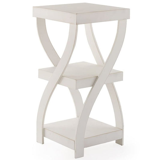 The Lakeside Collection Antique Finish Twisted Side Tables - Distressed White