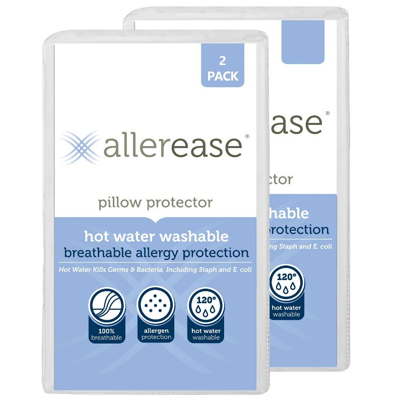 Hot Water Washable Pillow Protector 2 Pack White (king) - Allerease: Cotton & Polyester, Allergen Barrier, Zippered : Target